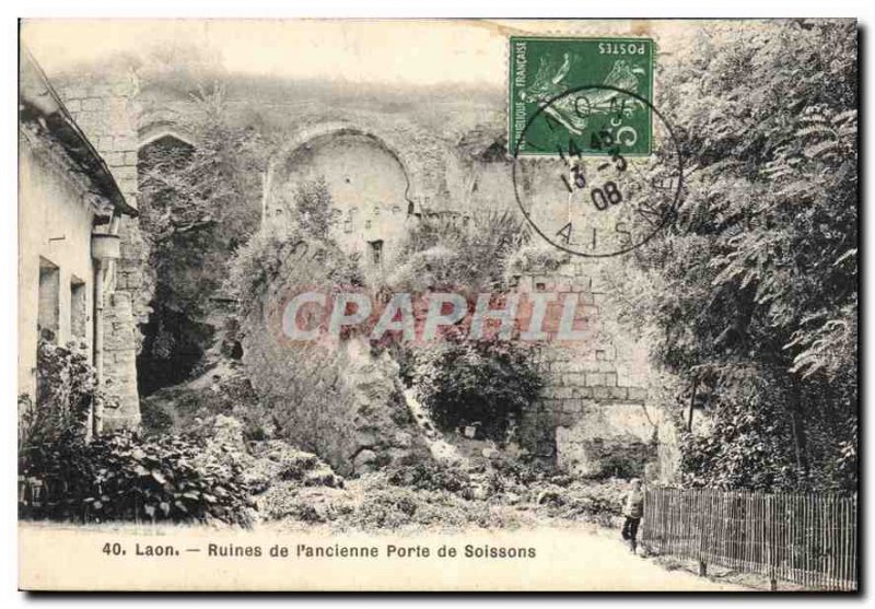 Old Postcard Laon Ruins of the ancient door of Soissons