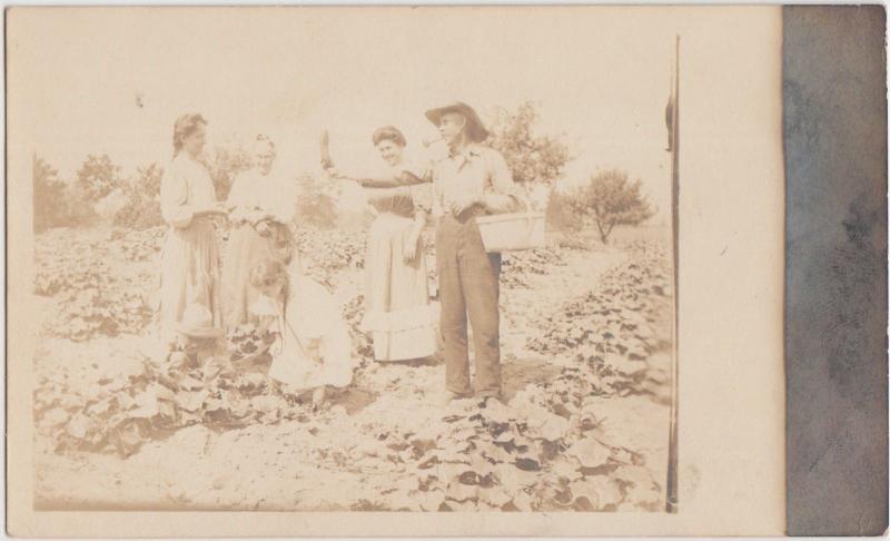 Indiana In Real Photo RPPC Postcard 1909 SOMERVILLE Garden Pipe Harvest 