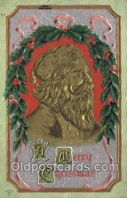 Santa Claus Holiday Christmas Unused horizontal crease, yellowing on back fro...