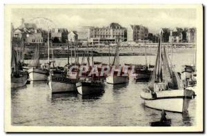 Old Postcard Boat Fishing Quiberon Port Maria and the beach