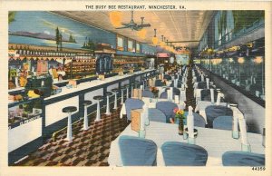 Postcard 1940s Virginia Winchester Busy Bee Restaurant occupational VA24-181