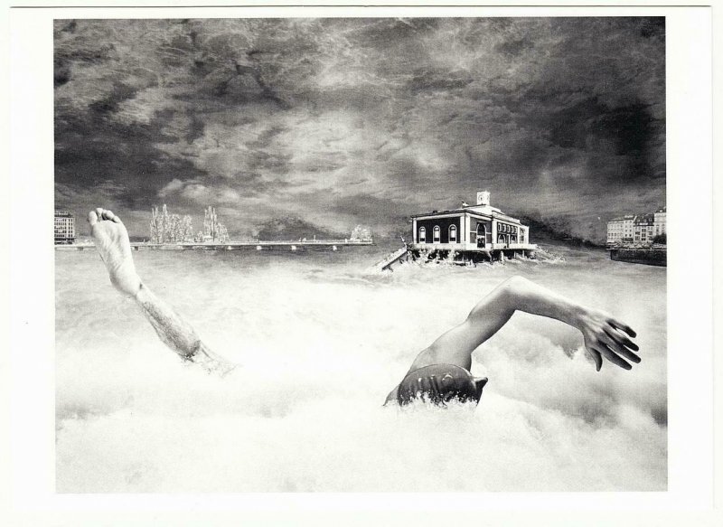 The Swimmer by Max Jacot and Julie Sauter Surreal Flood in Geneva 1987 Postcard