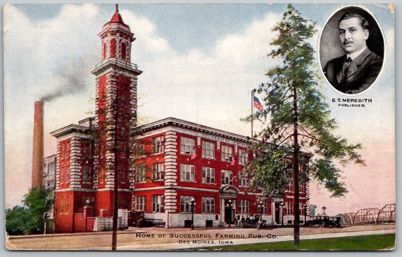 Des Moines Iowa 1920 Postcard Home Of Successful Farming Publishing Peabody KS