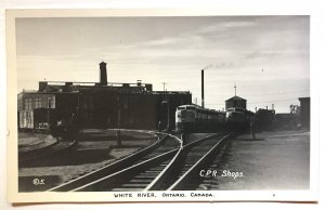 White River Ontario CPR Shops Canadian Pacific Trains RPPC Postcard H23 *as is