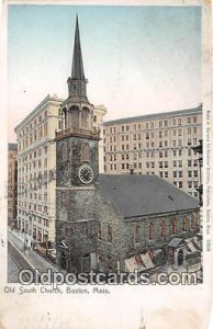 Old South Church Boston, Mass, USA 1905 wear, yellowing from age