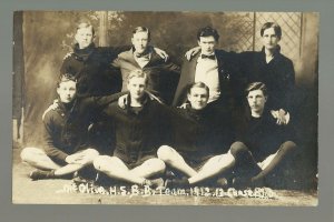 Mt. Olive ILLINOIS RP 1912 BOYS BASKETBALL TEAM Studio Shot nr Litchfield Benld