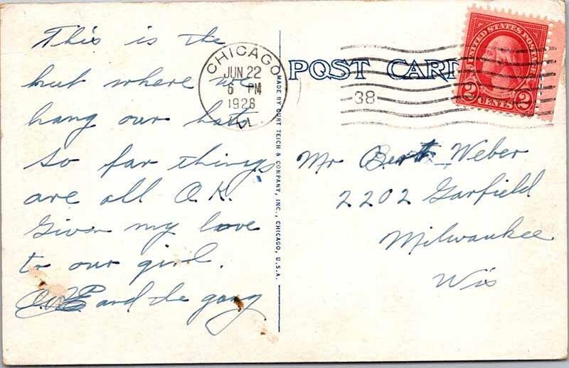 Postcard HOTEL SCENE Chicago Illinois IL AL4803