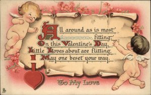 Tuck Valentine Cupid's Frolic Wiederseim Bare Butt Cupids c1910 Postcard #3