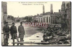 Old Postcard Battle of the Marne Revigny The street of Vitry Army