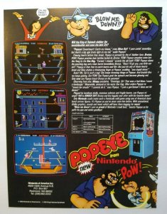 Popeye Arcade FLYER Original Video Game Artwork Sheet Retro 1982 Comic Art
