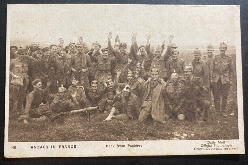 Mint Australia Real Picture Postcard RPPC ANZACS In France Back From Pozieres