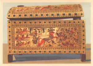 TUTANKHAMUN TREASURE WOODEN CHEST EGYPT POSTCARD