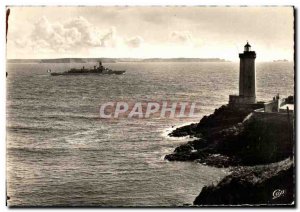 Modern Postcard Brest Le Phare du Minou and output of Joan of Arc Boat