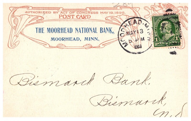 Minnesota Moorhead National Bank Cashier receipt