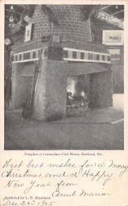 Hartland Maine Commodore Club House Fireplace Vintage Postcard AA50288