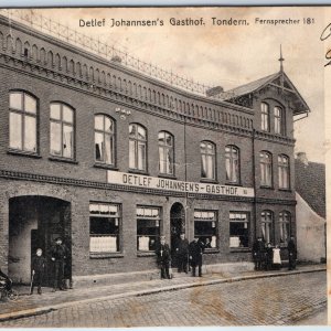 c1910s Tondern, Denmark Detlef Johannsen's Gasthof Hotel Inn Litho Photo PC A192