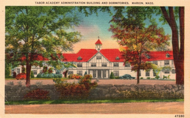 Vintage Postcard Tabor Academy Administration Building Dormitories Marion Mass