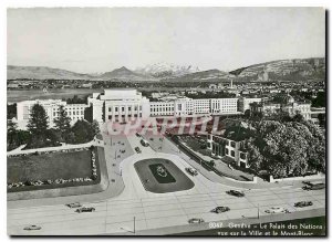 Modern Postcard Geneva's Palais des Nations overlooking the City and Mont Blanc