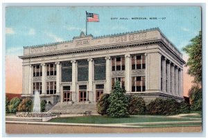 c1940 Exterior View City Hall Building Meridian Mississippi MS Vintage Postcard 