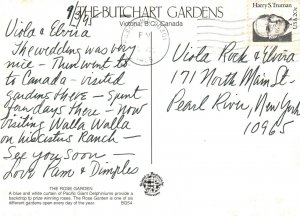 Vintage Postcard 1995 The Butchart Gardens Roses Victorian B.C. Canada 