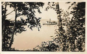 Greenville Junction ME Moosehead Lake Trees Steam Ship Real Photo Postcard