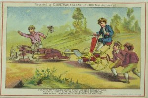 1880's C. Aultman & Co Canton, OH Buckeye Harvesters Mowers Victorian Card P32