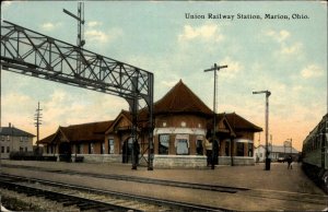 MARION OH Union Railway Station Pub by FM Kirby & Co c1910 Postcard