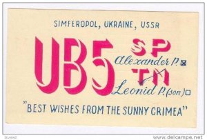 QSL card  Simferopol, Ukriane, USSR 50-70s