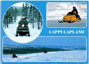 VINTAGE CONTINENTAL SIZE POSTCARD WINTER SNOW SCENES IN LAPPI LAPLAND FINLAND