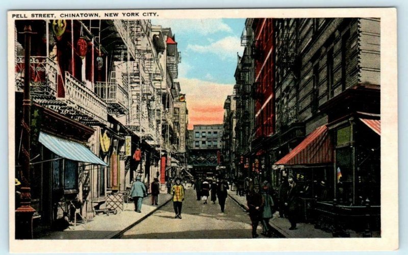 NEW YORK CITY, NY ~ Chinatown PELL STREET Scene ca 1920s Postcard