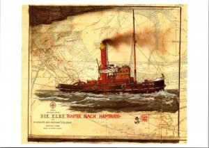 Ole West Die Elbe Runter Tempera Boat Vintage Postcard BS23