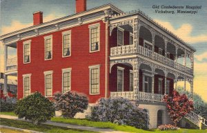 Civil War, Linen Era, Old Confederate Hospital, Vicksburg, MS, Old Postcard