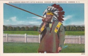 Cherokee Indian With Native Blow Gun Cherokee Indian Reservation Cherokee Nor...
