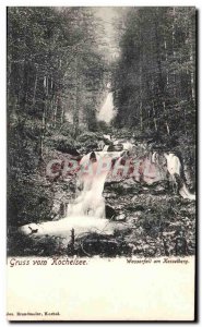 Postcard Old gruss vom Kochelsee Wasserfall am Kesselberg