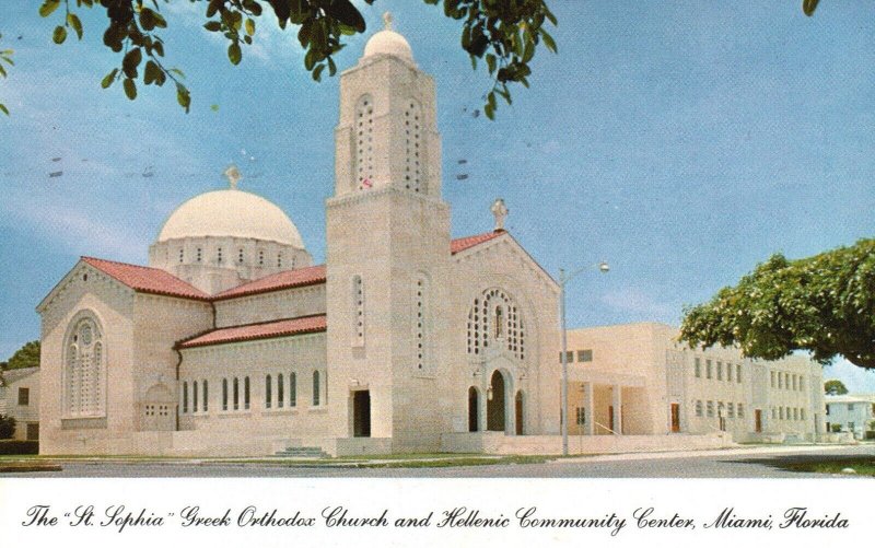 Postcard FL Miami St Sophia Greek Orthodox Church Posted 1954 Vintage