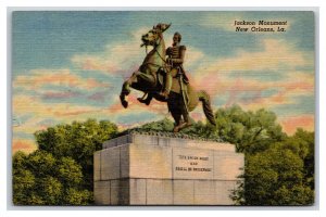 Jackson Civil War Statue New Orleans Louisiana LA UNP Linen Postcard Y8