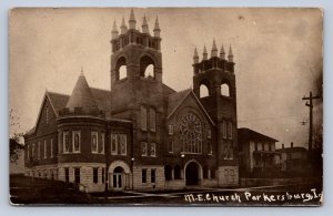 J92/ Parkersburg Iowa RPPC Postcard c1910 M.E. Church Building  427