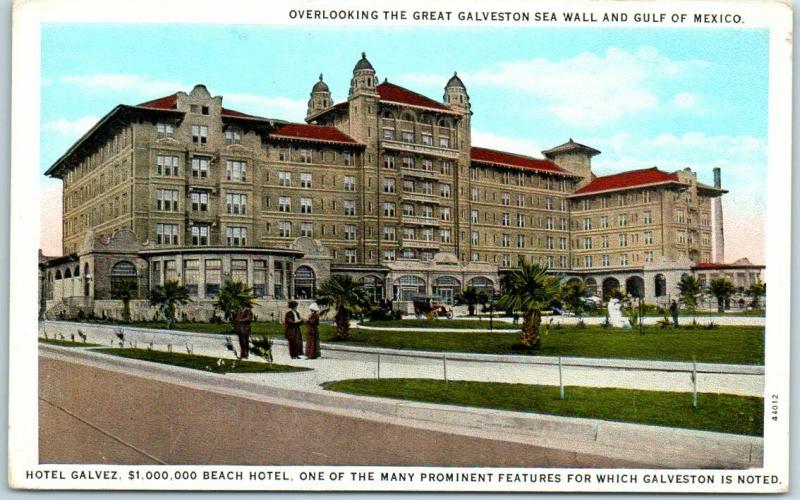 Galveston, Texas Postcard HOTEL GALVEZ Building Front View Curteich ...