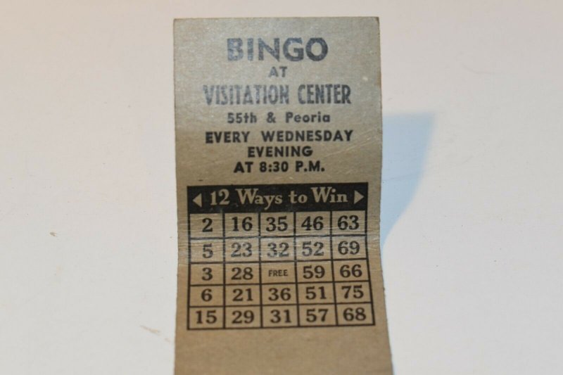 Bingo at Visitation Center Chicago Illinois 20 Strike Matchbook Cover