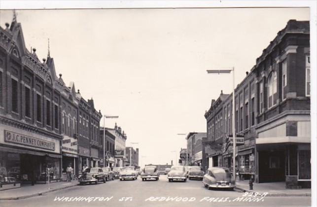 Minnesota Redwood Falls Washington Street Business Section Real Photo