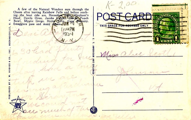 NY - Ausable Chasm. Rainbow & Horseshoe Falls