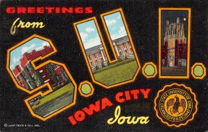 Iowa City Iowa Greetings From State University of Iowa, Large Letters, PC U13480