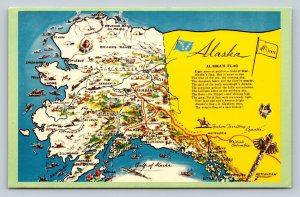 Information & Illustrated Map of Alaska VINTAGE Postcard A40