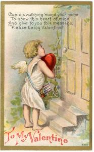Valentine's Day Greetings, Cupid at the Door