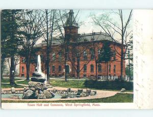 Pre-1907 CITY HALL West Springfield Massachusetts MA A3288
