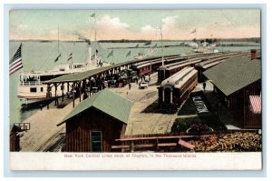 New York Central Lines Dock At Clayton Thousand Islands Depot Station Postcard 