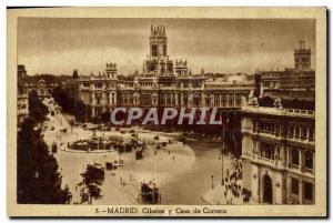 Old Postcard Madrid Cibeles Case Correos