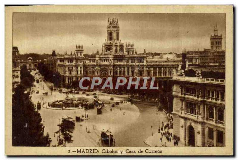 Old Postcard Madrid Cibeles Case Correos