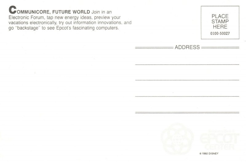 Vintage Postcard Communicore Future World Epcot Center Disney Florida FL