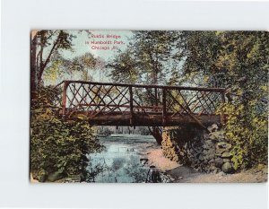 Postcard Rustic Bridge in Humboldt Park Chicago Illinois USA